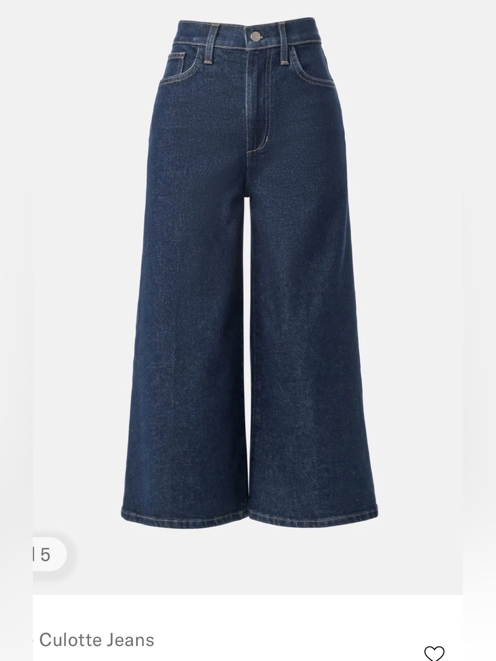 Joe's Culotte Jeans Dark Blue Wide-Leg High-Rise Crop Jeans